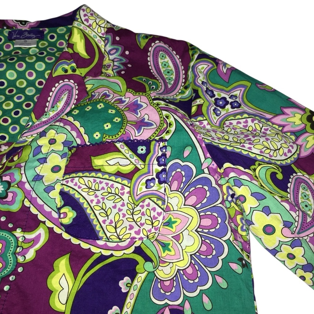 Vera Bradley Colorful Paisley Lightweight Button Up Cotton Shirt - Women’s Small - Picture 2 of 13